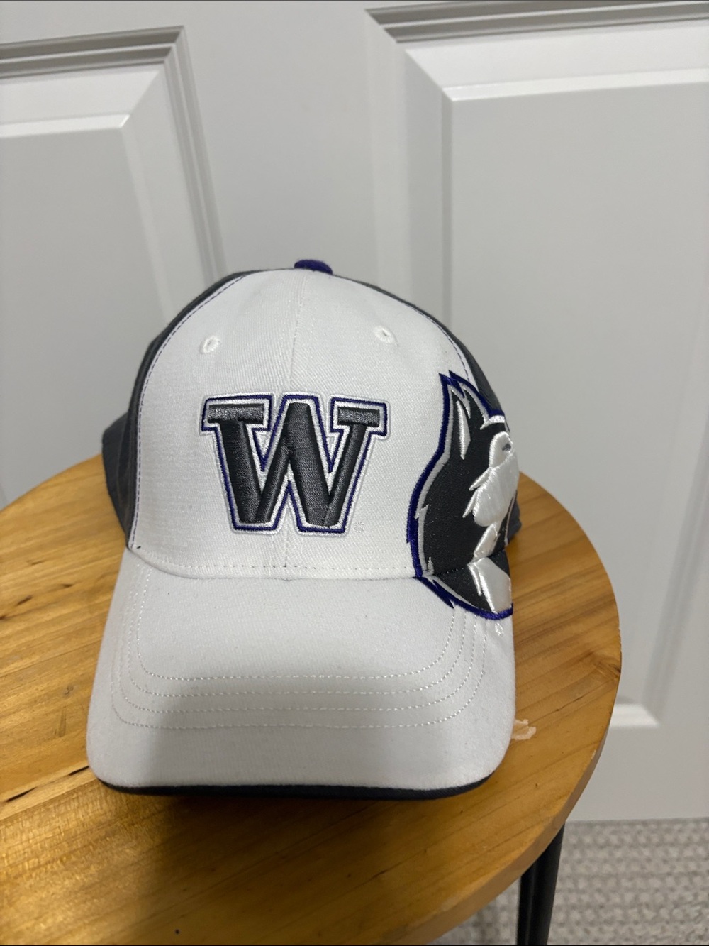 Top of the World White and Black Huskies 'W' Logo Baseball Cap